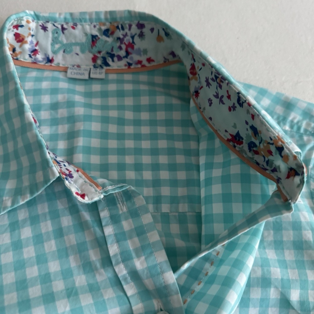 Women's Boden Gingham Shirt Blue White Check Cottagecore Tailored Preppy US 4P - Picture 11 of 13